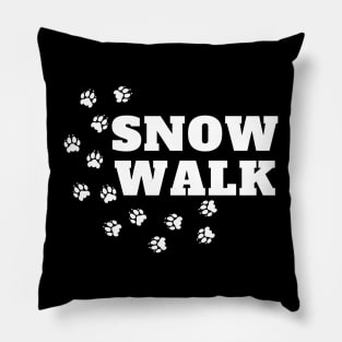 Dog Walk In The Snow Pillow