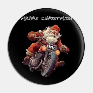 Santa Celebrate Christmas With Motorcycle Pin