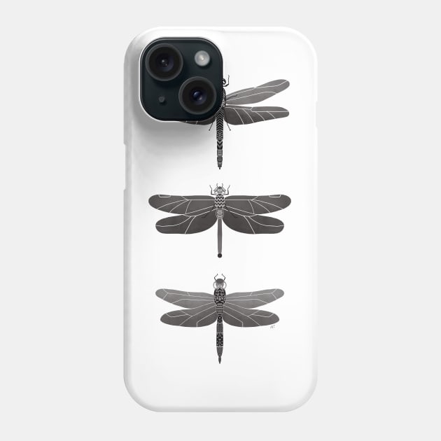 Dragonflies Pattern - Gray Palette Phone Case by monitdesign