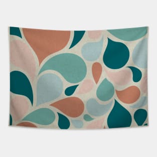 Retro Abstract, Hand drawn Seamless Pattern Turquoise, Peach and Salmon Pink Tapestry