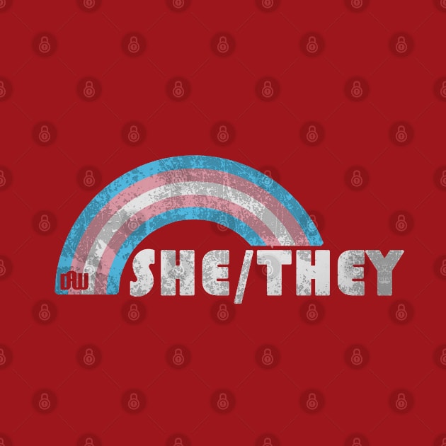 Grunge Transgender Pride - She/They Pronouns by Daniela A. Wolfe Designs