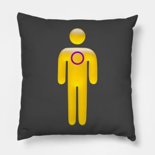 Male icon in Intersexual flag colors for LGBTQ+ diversity Pillow