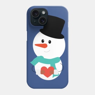 Merry Christmas SnowMan With Heart Phone Case