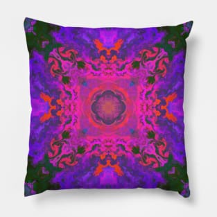 Psychedelic Kaleidoscope Square Purple Pink and Blue Pillow