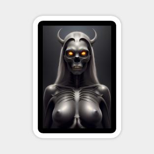 horned skull girl Magnet