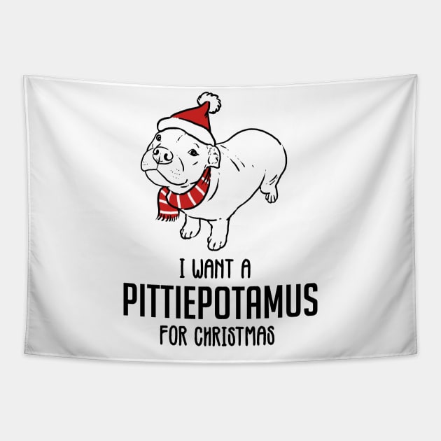 Funny Christmas Pitbull, Pittiepotamus for Christmas Tapestry by sockdogs