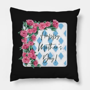 Happy Mother's Day Watercolor Rose Trellis Blue Sky | Cherie's Art (c)2021 Pillow