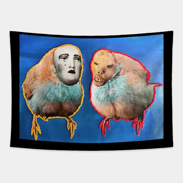 Human Bird Psychopomps Collage Tapestry by The Petty Details