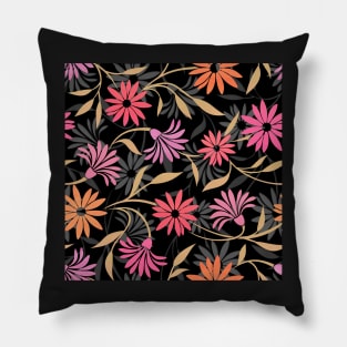 Stylized Flower Pattern 4 Pillow