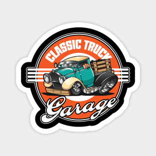 Classic Truck Garage Graphic Magnet