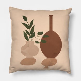 Pottery Vases Plant, Boho, Scandinavian, Botanical Artwork Pillow