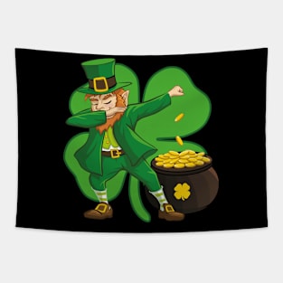 Dabbing Leprechaun St. Patricks Day Clover Shamrock Tapestry