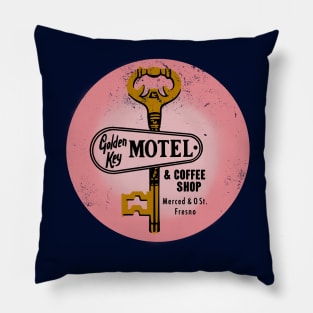 Retro Vintage Golden Key Motel Fresno California Pillow