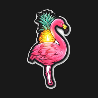 Flamingo with Pineapple Art T-Shirt