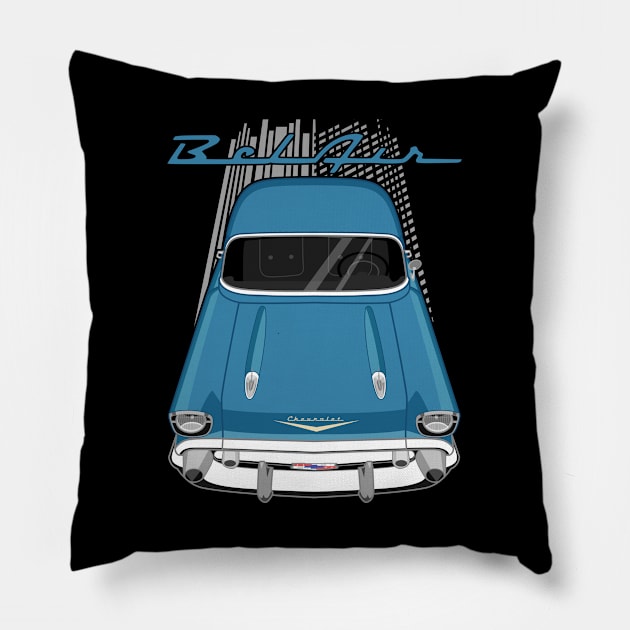 Chevrolet Bel Air 1957 - harbor blue Pillow by V8social