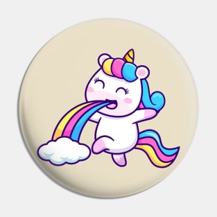 Cute Unicorn Puging Rainbow Cartoon Pin