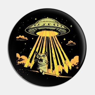 Shocked Cat and UFO Invasion Pin