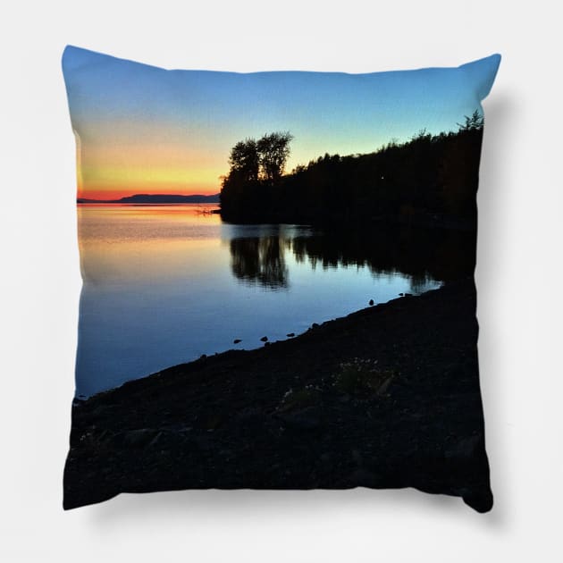 Orange Sky - Evening on a Northern Canadian Autumn Lake - Ripples on the Water Pillow by Ric1926