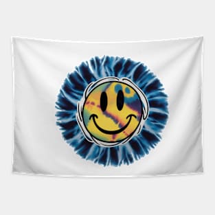 Graffiti Groove: 90s Smiley Splash!"- Retro Cute Hipster Blues Tapestry