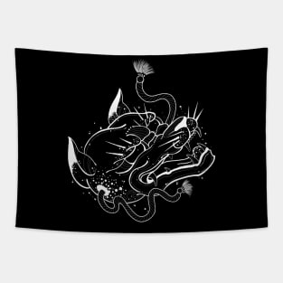 Kitsune mask tattoo style Graphic T Shirt - Design by Blacklinesw9 Tapestry