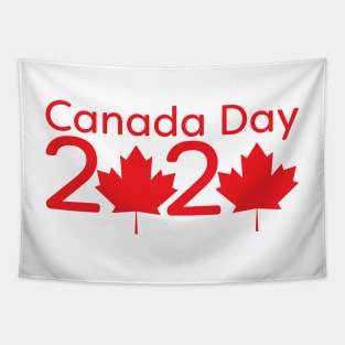 Canada Day 2020 - Red text and Maple leaf Tapestry