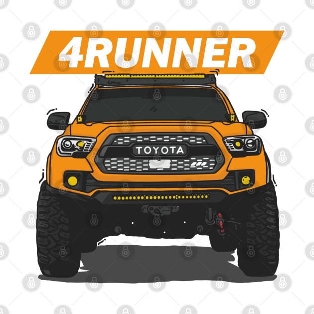 4Runner Toyota Front View - Orange by 4x4 Sketch