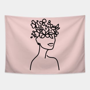 Flower Child Line Art Design Tapestry