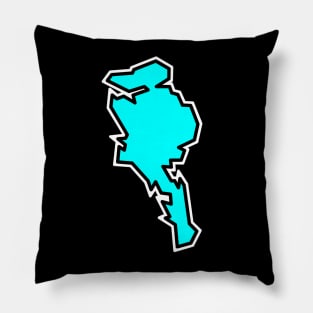 Quadra Island In A Light Turquoise - Bright Blue Silhouette - Quadra Island Pillow