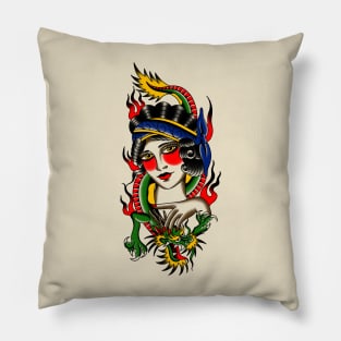 Traditional Classic Woman With Dragon Pillow
