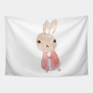 cute rabbit in red jacket Tapestry