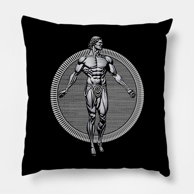 Vitruvian Man Inspired Pose - Greek Statue Style Pillow by Embrace Masculinity