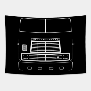 International Harvester 9670 cabover classic truck outline graphic (white) Tapestry