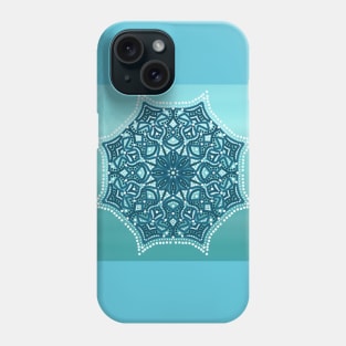 Aqua Blue Gradient Mandala Design Phone Case