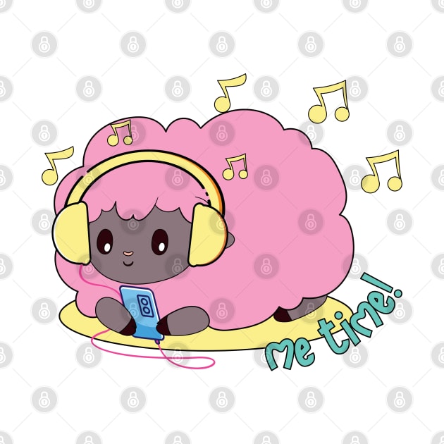 Cute pink sheep listening to music by TurnEffect
