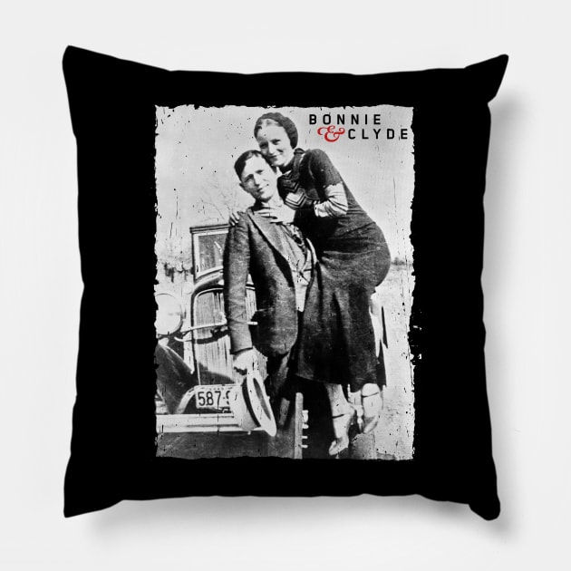 bonnie & clyde Pillow by small alley co