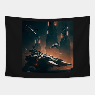 Cyberpunk Fighter Jets Tapestry