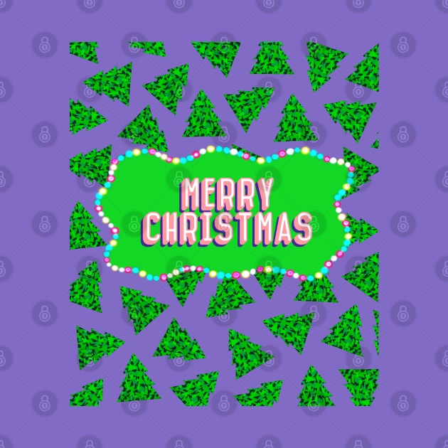 Geometric Christmas Tree with Purple Background by OneThreeSix