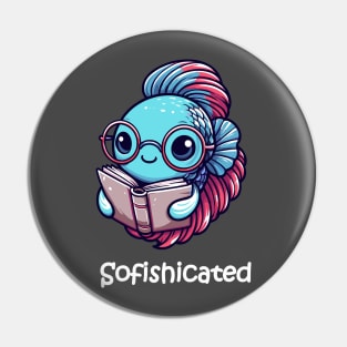 Betta fish Loves Reading Pin