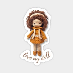 Handmade Wool Doll, Cozy and Cute - design 9 Magnet