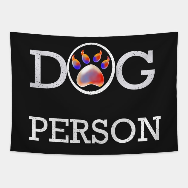 Distressed Dog person slogan with Cute Paw print pattern, psychedelic trippy colours colors Tapestry by Artonmytee