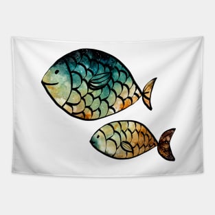 Watercolor Fishes Tapestry