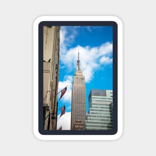 Empire State Building And US Flags Magnet