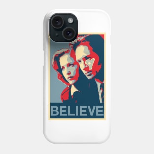 Scully and Mulder BELIEVE Poster Phone Case