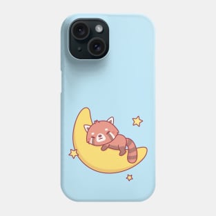 Cute Red Panda Sleeping On The Moon Phone Case