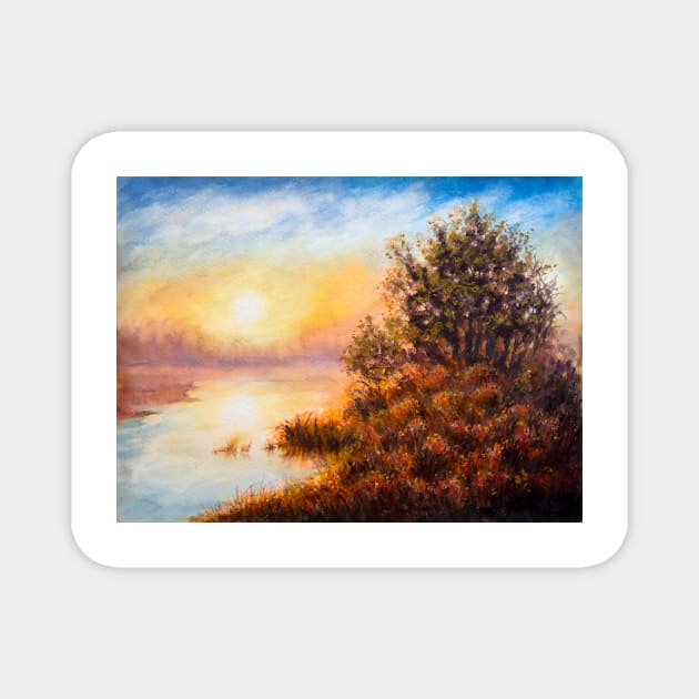 Tranquil sunrise Magnet by redwitchart