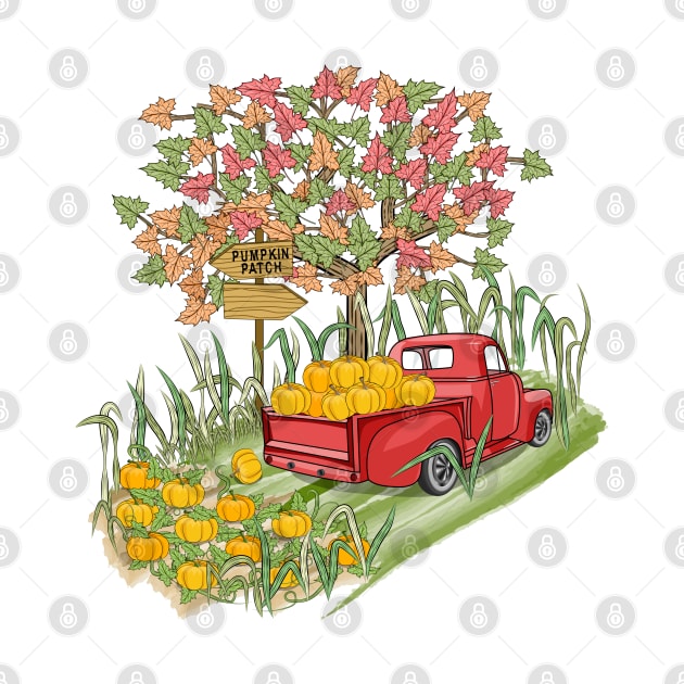 Vintage Pumpkin Pickup Truck by Designoholic