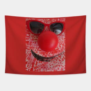 a red nose and a pair of black glasses Tapestry