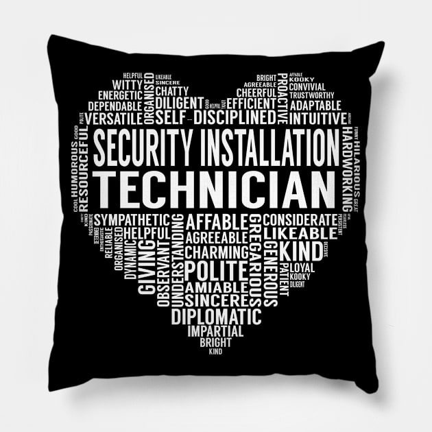 Security Installation Technician Heart Pillow by LotusTee