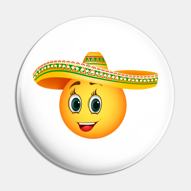 Emoji in Mexican sombrero Emoji Pin TeePublic