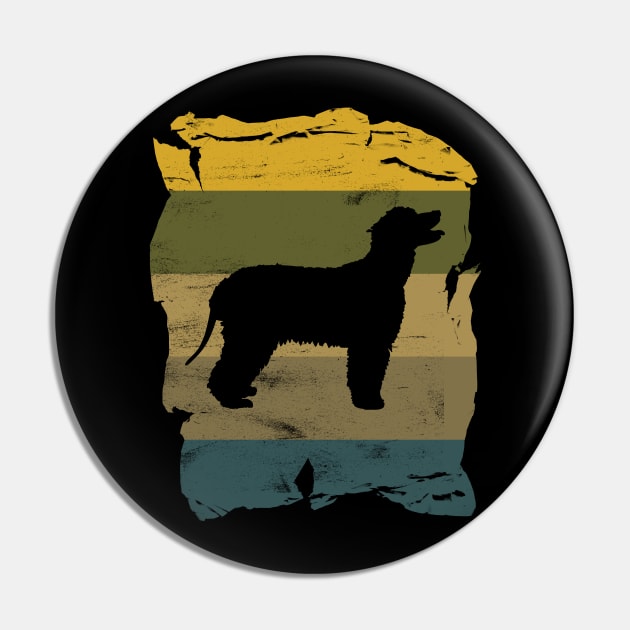 Irish Water Spaniel Distressed Vintage Retro Silhouette Pin by DoggyStyles